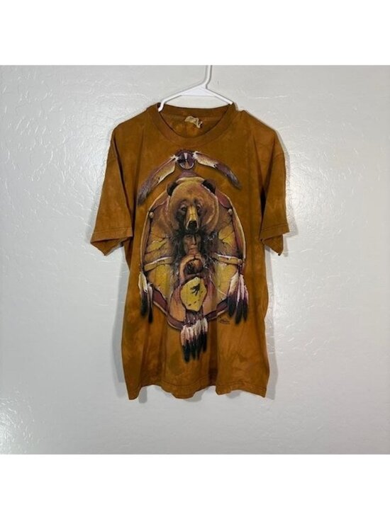 The Mountain Other - Vintage The Mountain Shirt Mens Large Brown Tie Dye Bear Native Graphic 1999 90s